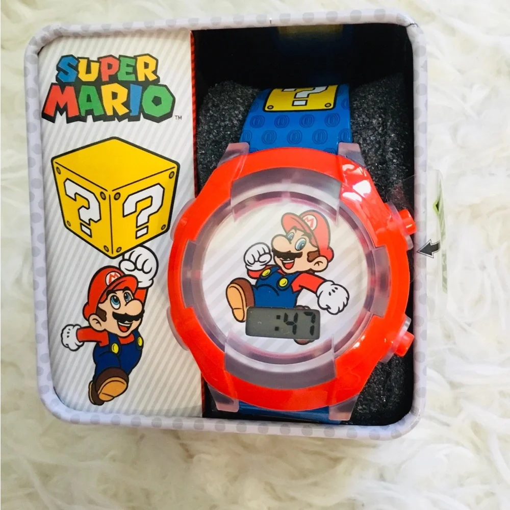 Super Mario Digital Watch with Red and Blue Strap
